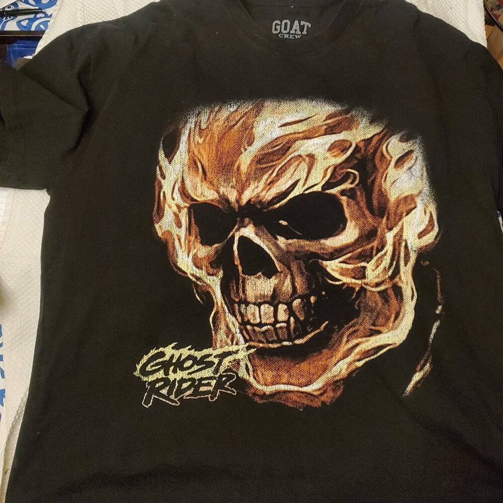 **SOLD**Marvel Ghost Rider Graphic T-Shirt GOAT Crew Black Size Large